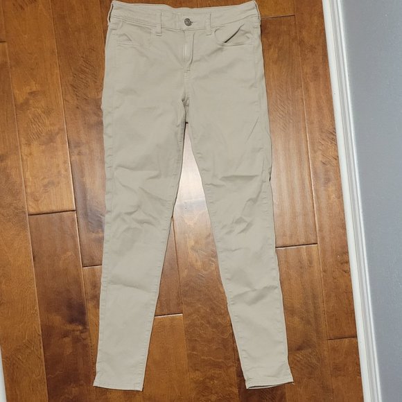 AMERICAN EAGLE WOMENS TAN SUPER STRETCH TAN JEGGINGS SIZE 10 X-LONG - Picture 2 of 11
